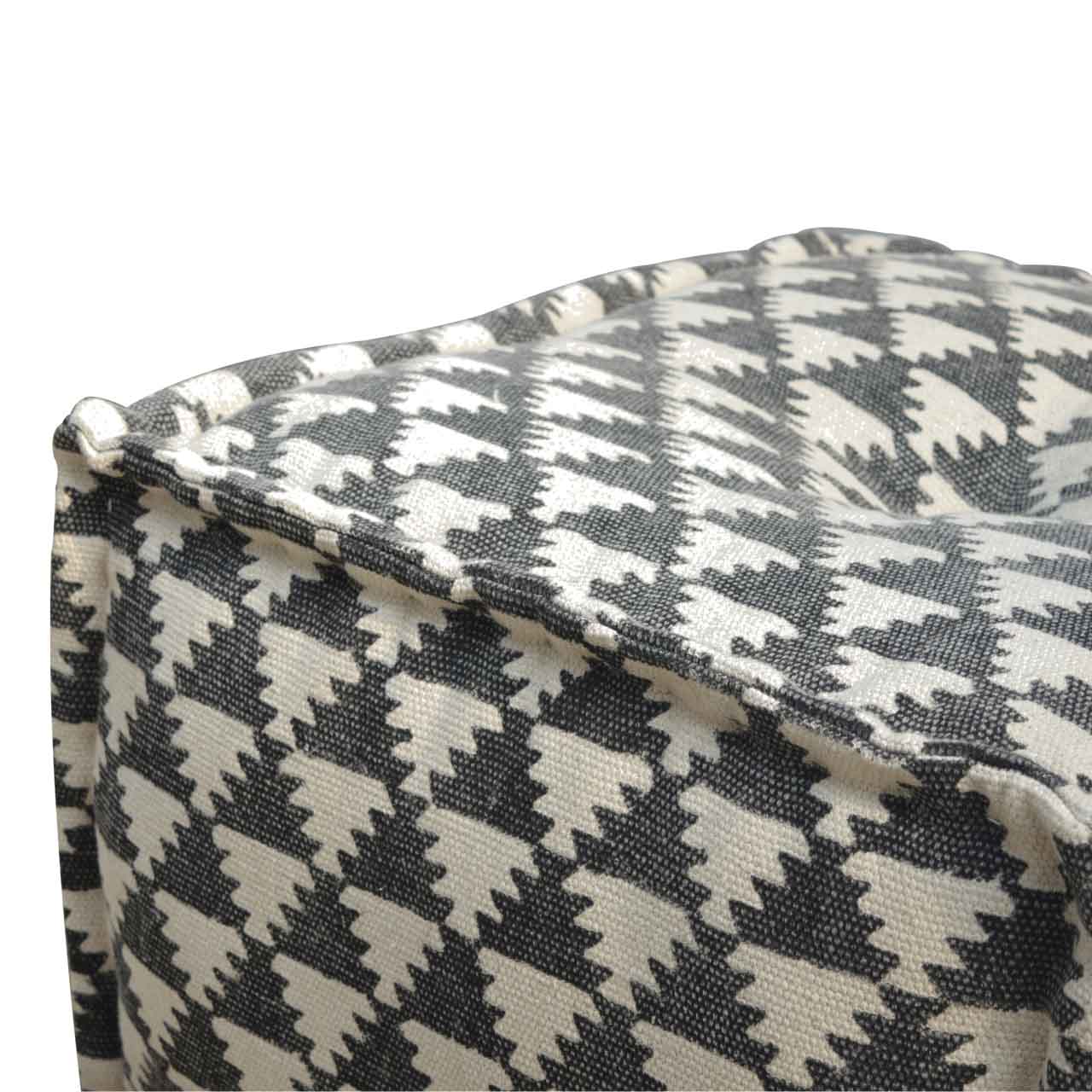 Solid Mango Wood Cotton & Jute Upholstered Durrie Pouffe - Image 5