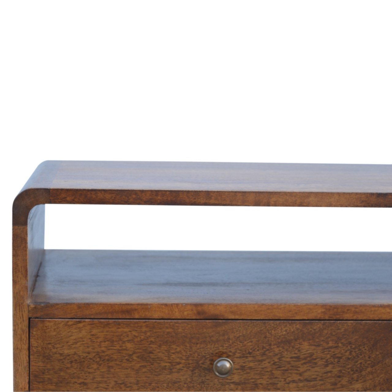 Solid Mango Wood Curved Chestnut Media Unit - Image 4