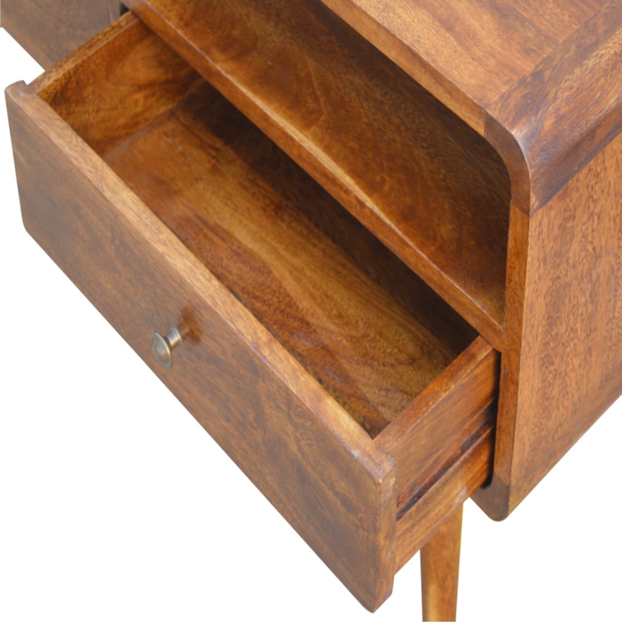 Solid Mango Wood Curved Chestnut Media Unit - Image 5