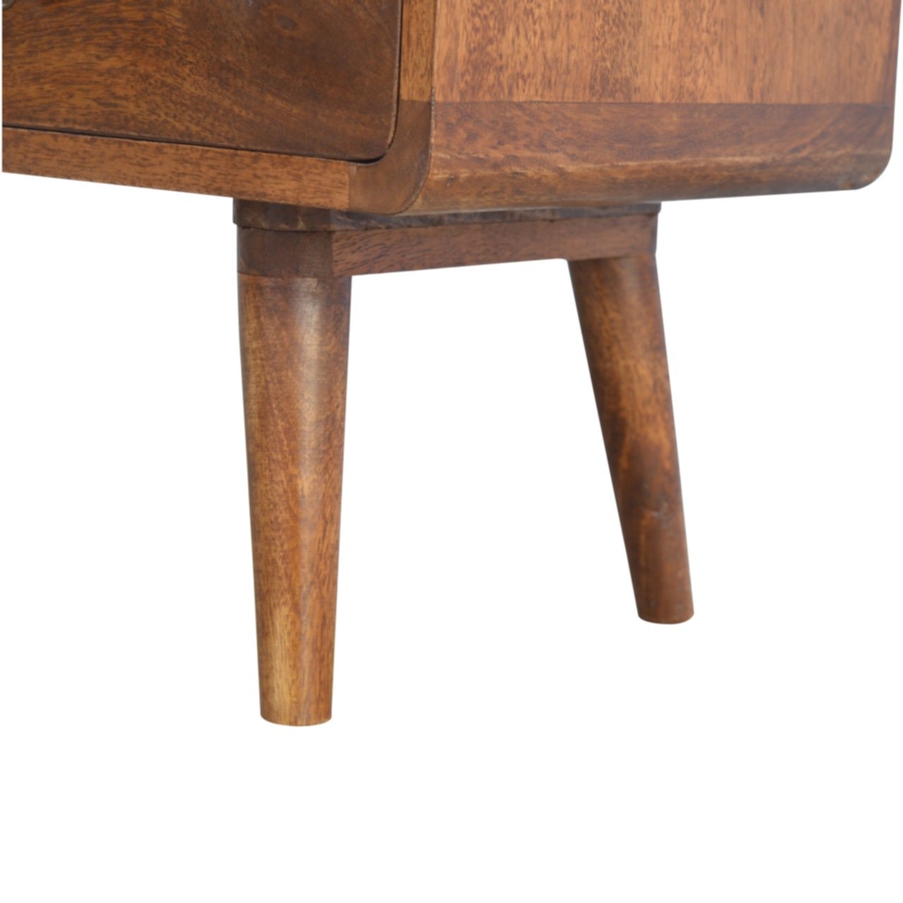 Solid Mango Wood Curved Chestnut Media Unit - Image 6