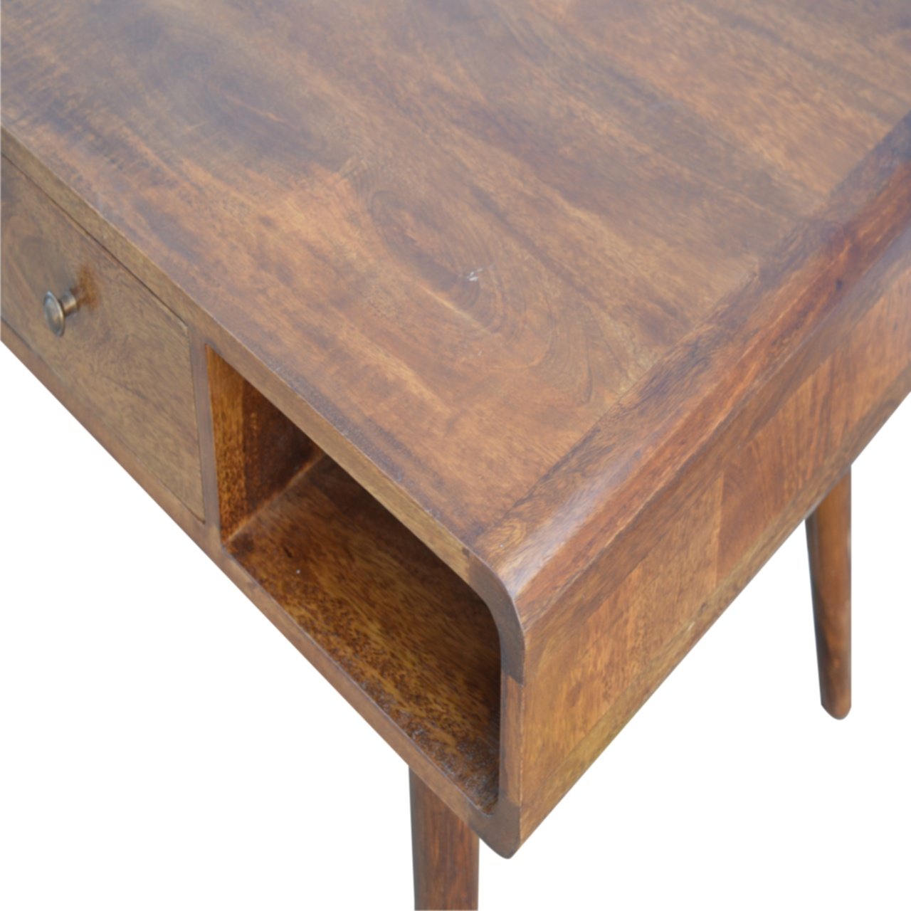 Solid Mango Wood Curved Chestnut Coffee Table - Image 4