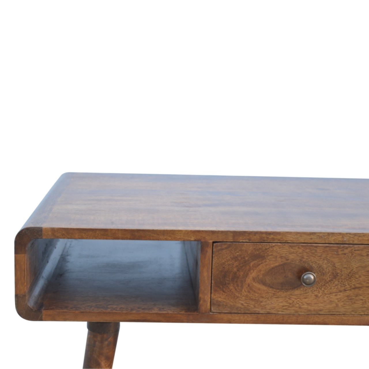 Solid Mango Wood Curved Chestnut Coffee Table - Image 5