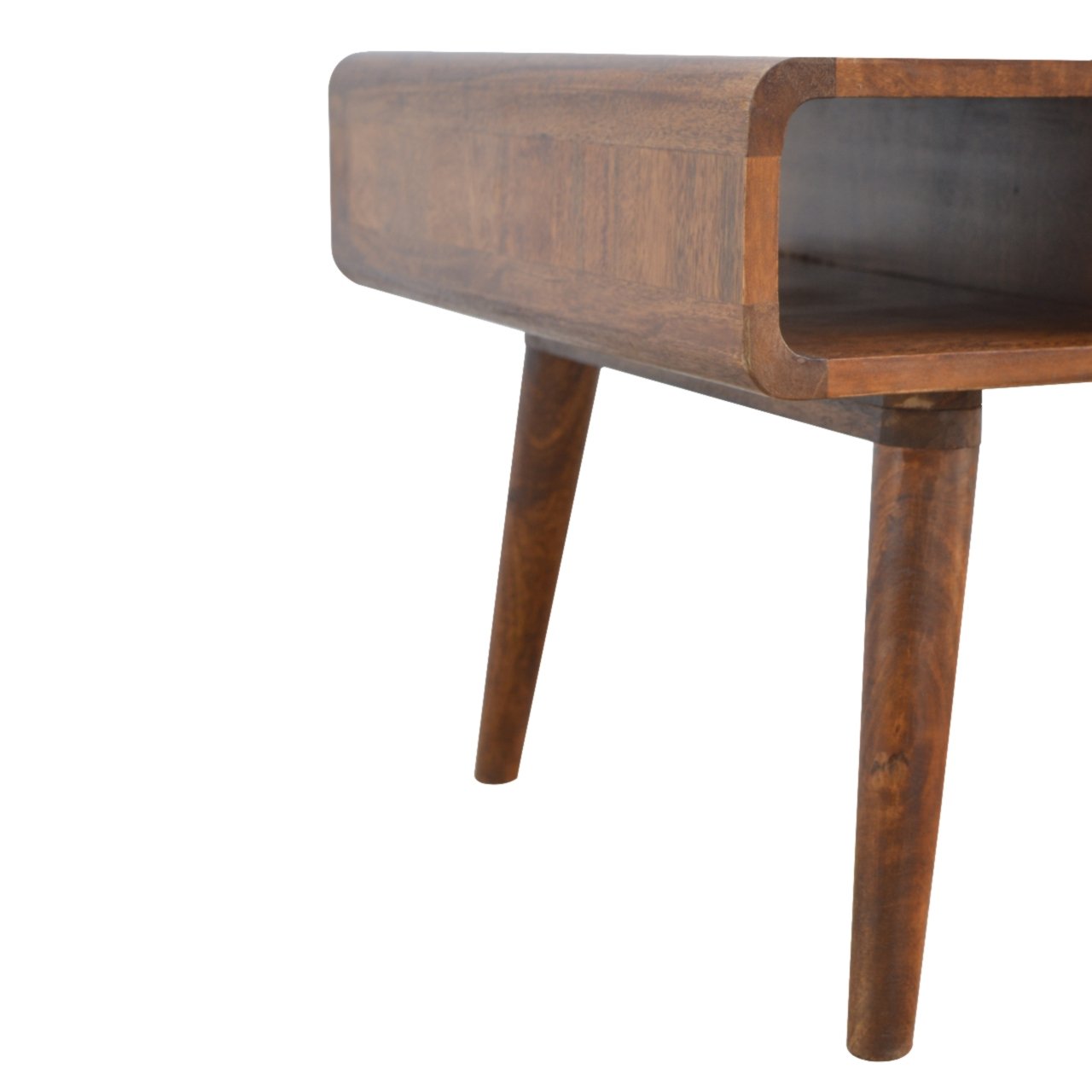 Solid Mango Wood Curved Chestnut Coffee Table - Image 7