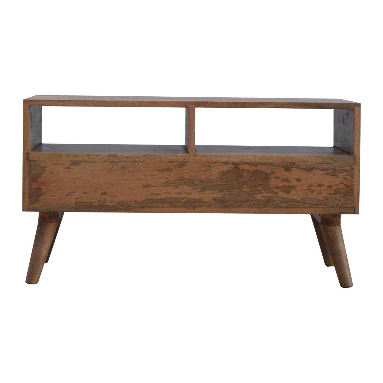 Solid Mango Wood Oak Finish Bone Inlay 2 Drawer Media Unit - Image 9