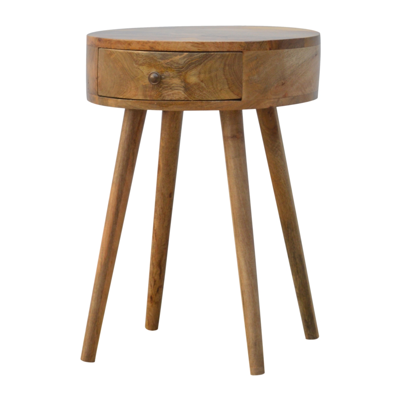 Solid Mango Wood Nordic Circular Shaped Bedside - Image 4