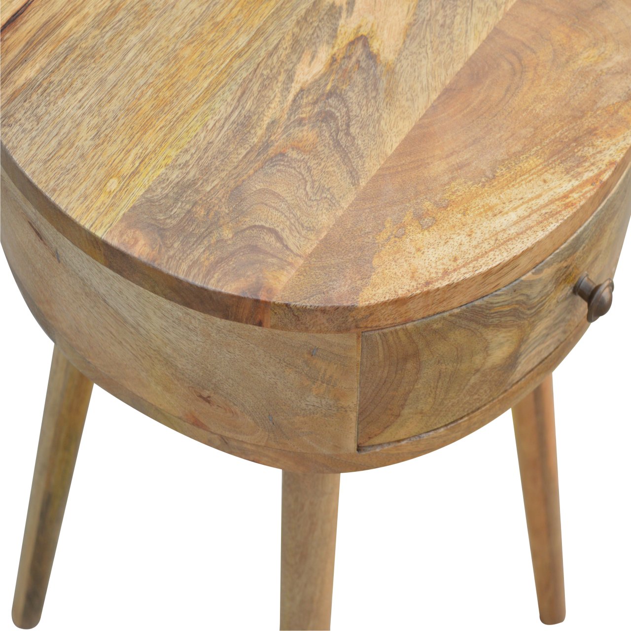 Solid Mango Wood Nordic Circular Shaped Bedside - Image 3