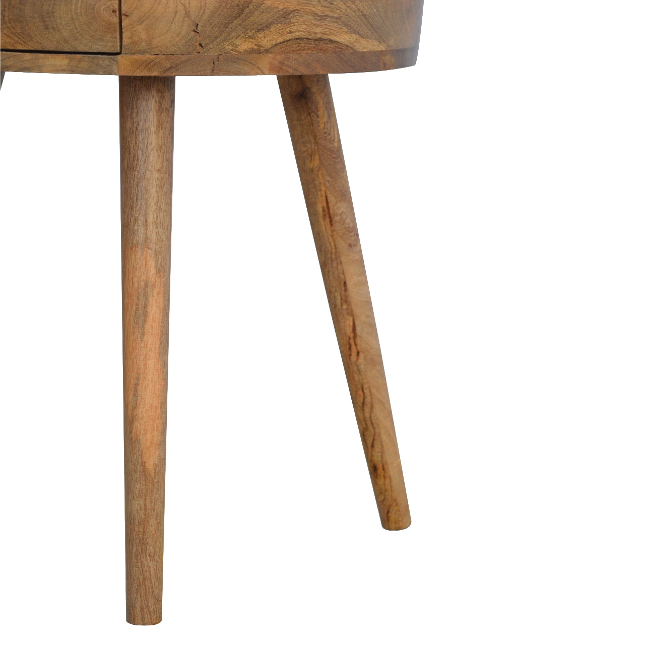 Solid Mango Wood Nordic Circular Shaped Bedside - Image 7