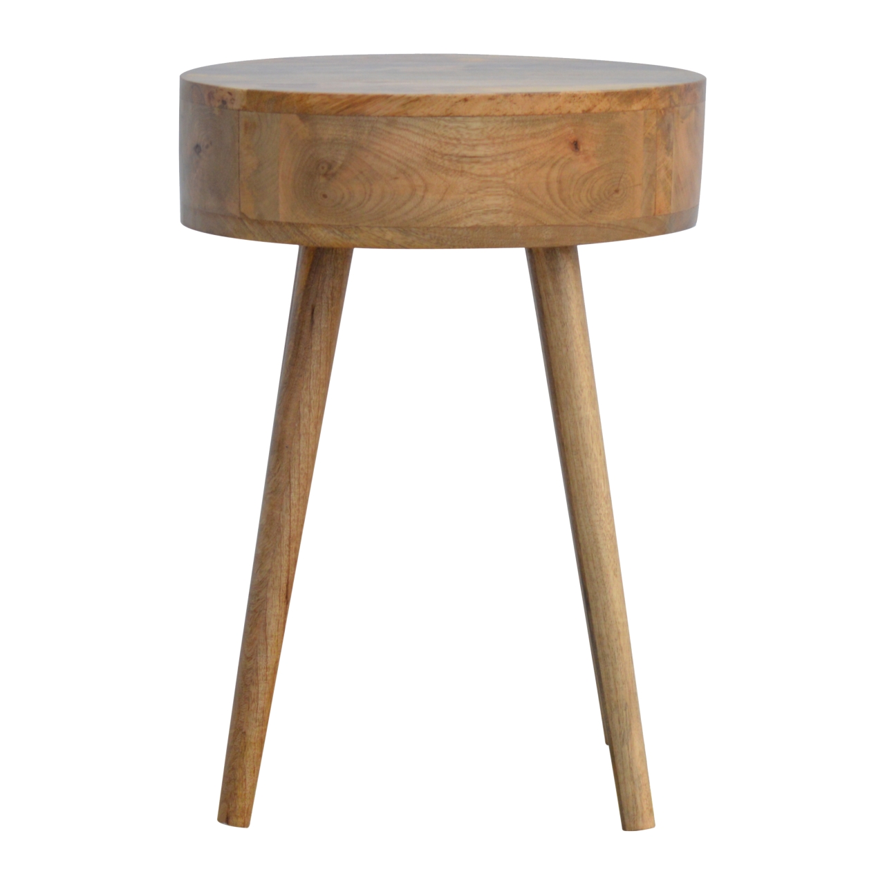 Solid Mango Wood Nordic Circular Shaped Bedside - Image 5