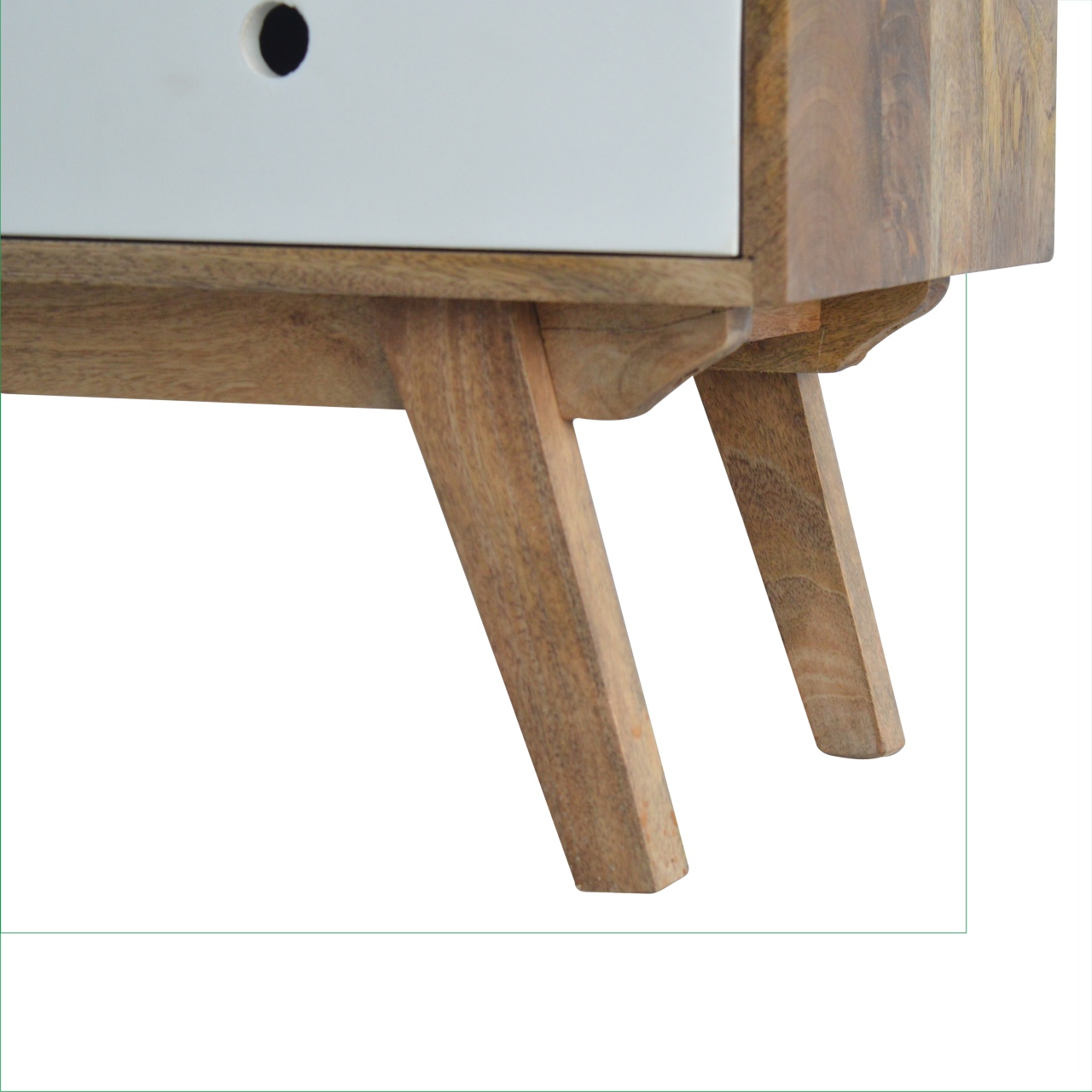 Solid Mango Wood Oak Finished Two Tone Hand Painted Media Unit - Image 5