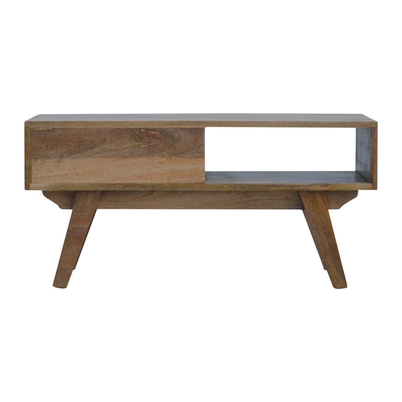 Solid Mango Wood Oak Finished Two Tone Hand Painted Media Unit - Image 9