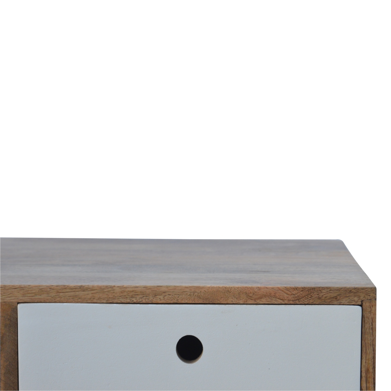 Solid Mango Wood Oak Finished 2 Drawer Two Tone Hand Painted Coffee Table - Image 4