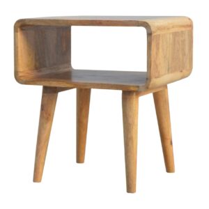 Solid Mango Wood Mango Wood Open Shelf Rounded Corner Cabinet/Table