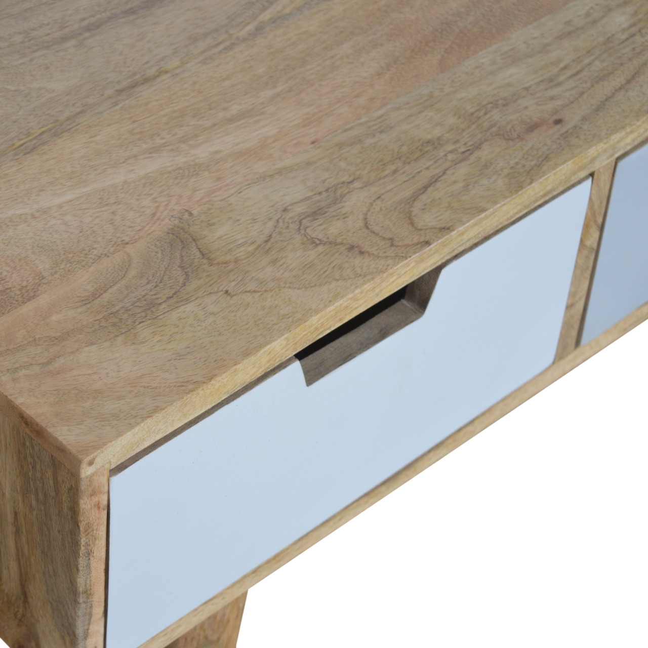 Solid Mango Wood Grey Painted 3 Drawer Media Unit - Image 7