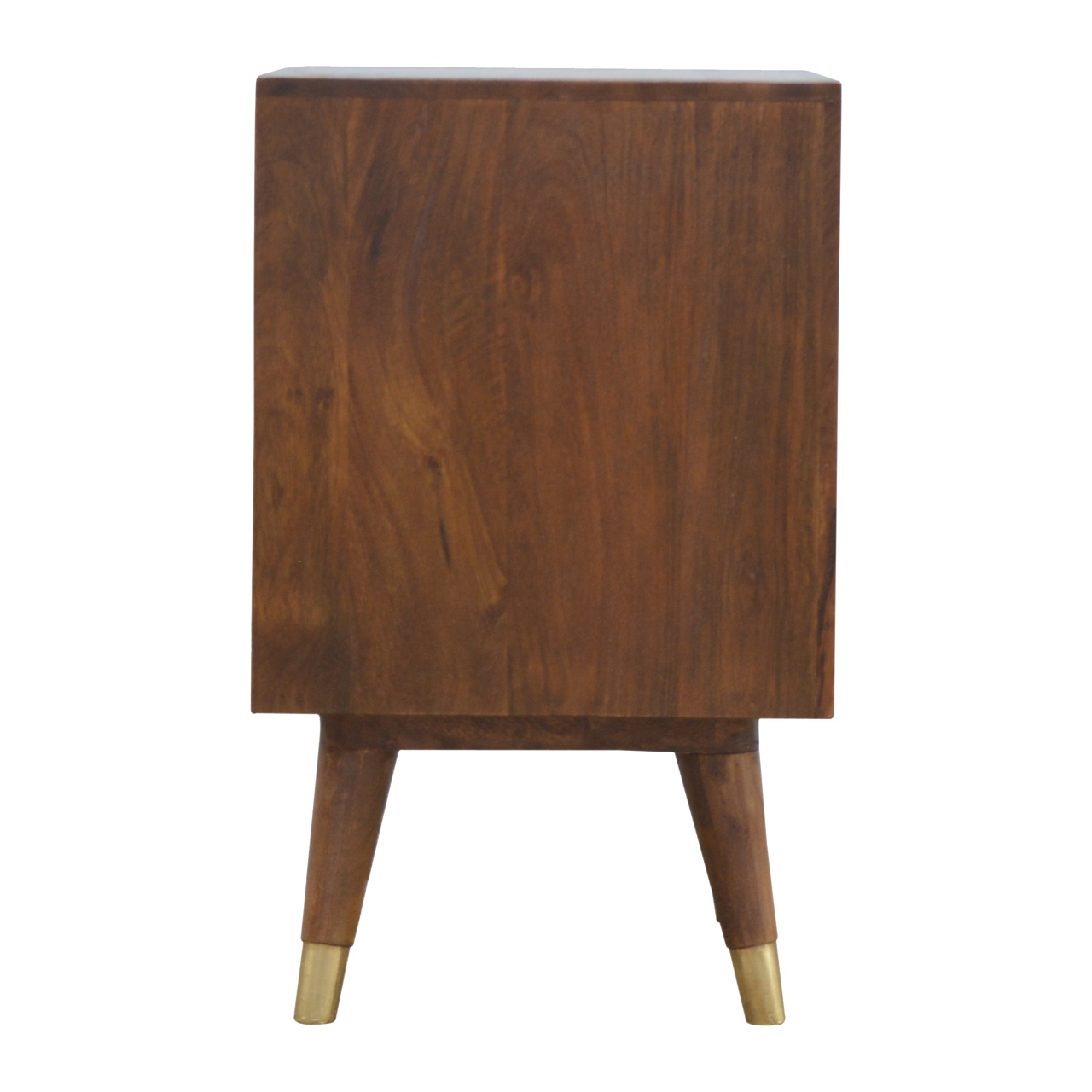 Solid Mango Wood Chestnut Finished Brass Cut-Out Bedside - Image 8