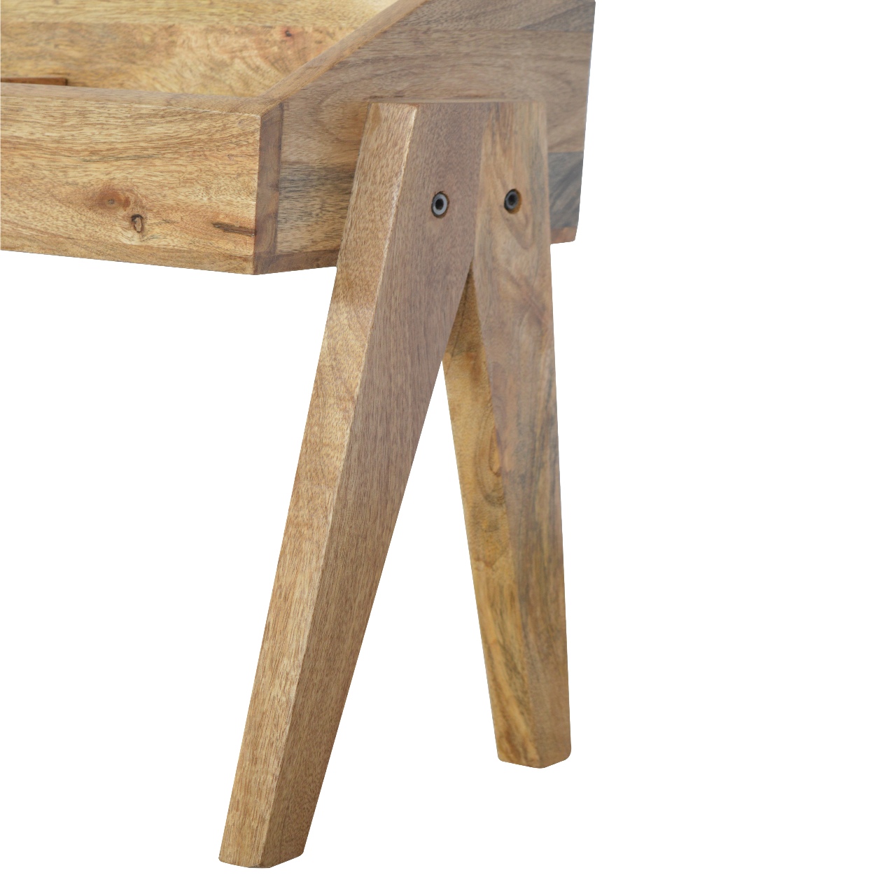Solid Mango Wood Oak Finished Trestle Magazine Rack - Image 6
