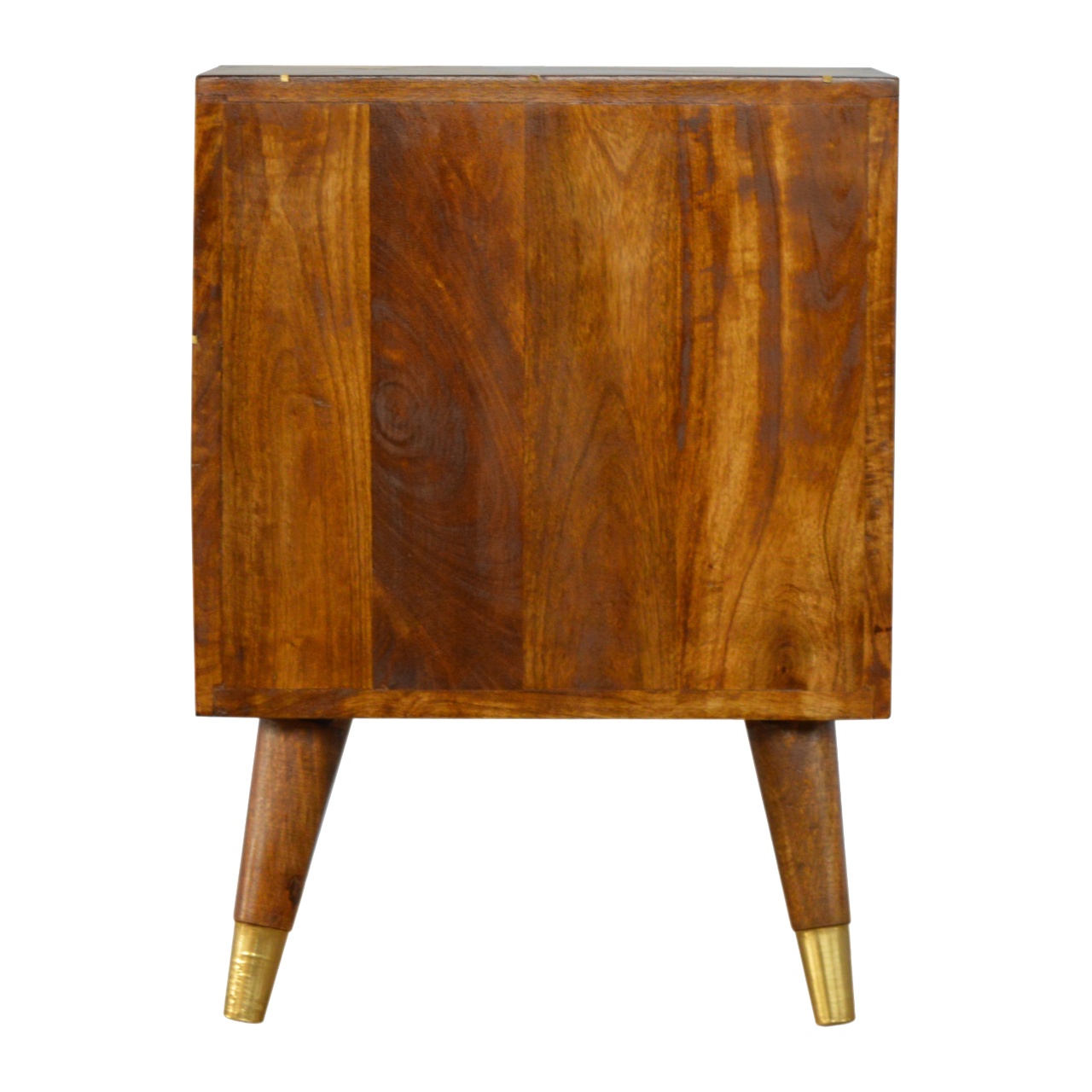 Solid Chestnut Finished Mango Wood Two Drawer Geometric Brass Cabinet1 - Image 8