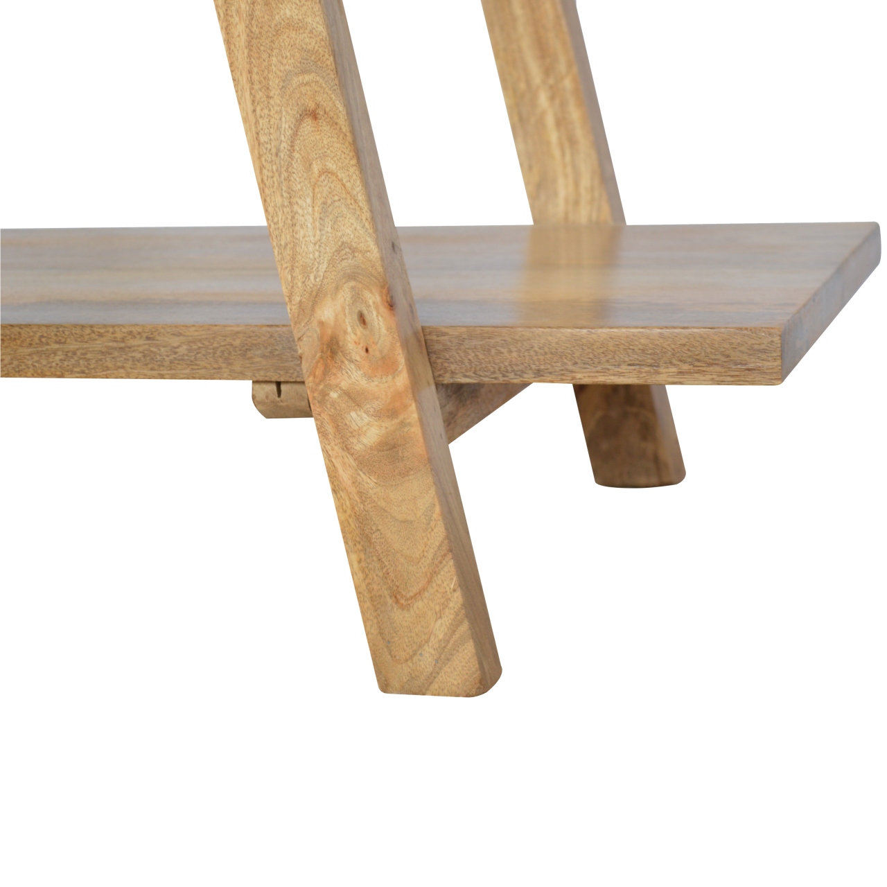 Solid Mango Wood Oak Finished Ladder Style Open Display Unit - Image 5