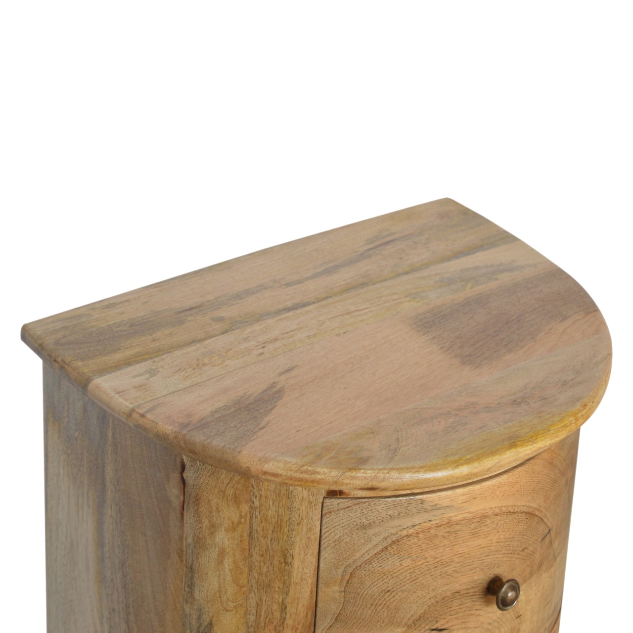 Solid Mango Wood Oak Finished 3 Drawer Serpentine Drum Chest - Image 3