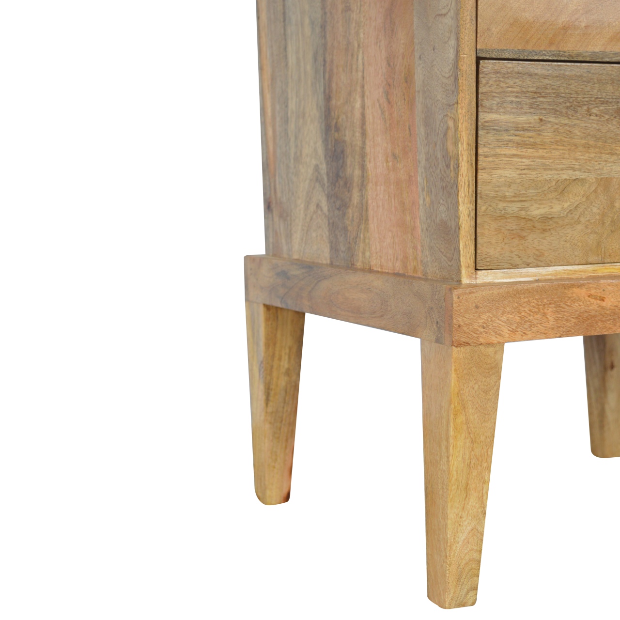 Solid Mango Wood Oak Finished 2 Drawer Bedside with T-Bar Knobs - Image 5