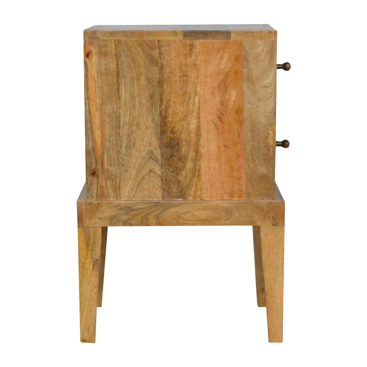 Solid Mango Wood Oak Finished 2 Drawer Bedside with T-Bar Knobs - Image 7