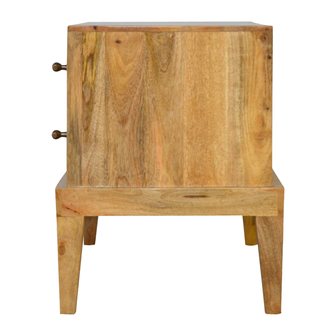 Solid Mango Wood Oak Finished 2 Drawer T-Bar Media Unit - Image 8