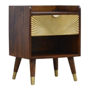 Solid Mango Wood Manila Gold One Drawer Bedside
