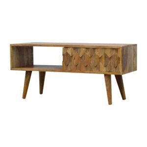 Solid Mango Wood Mango Wood Pineapple Hand Carved 1 Sliding Door Media Unit
