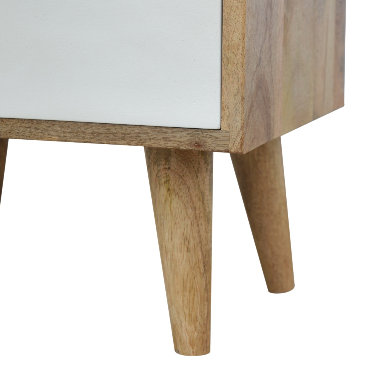 Solid Mango Wood Oak Finished 1 Drawer White Envelope Bedside - Image 7