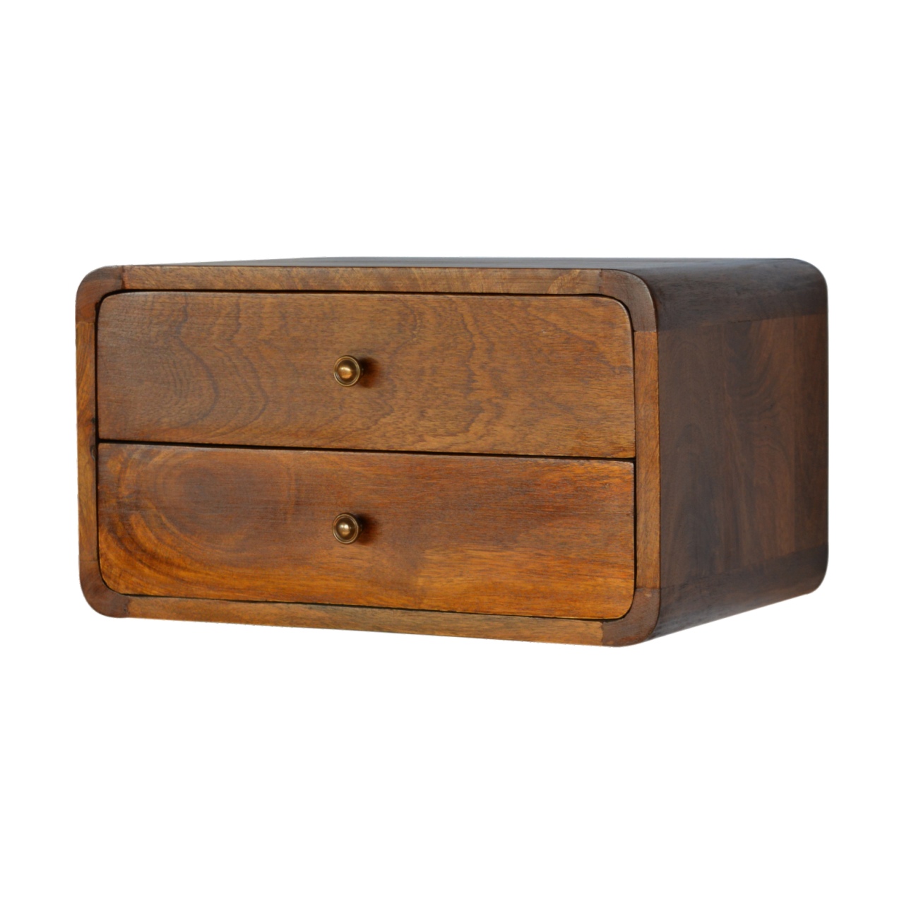 Solid Mango Wood Floating Curved Chestnut Bedside - Image 2