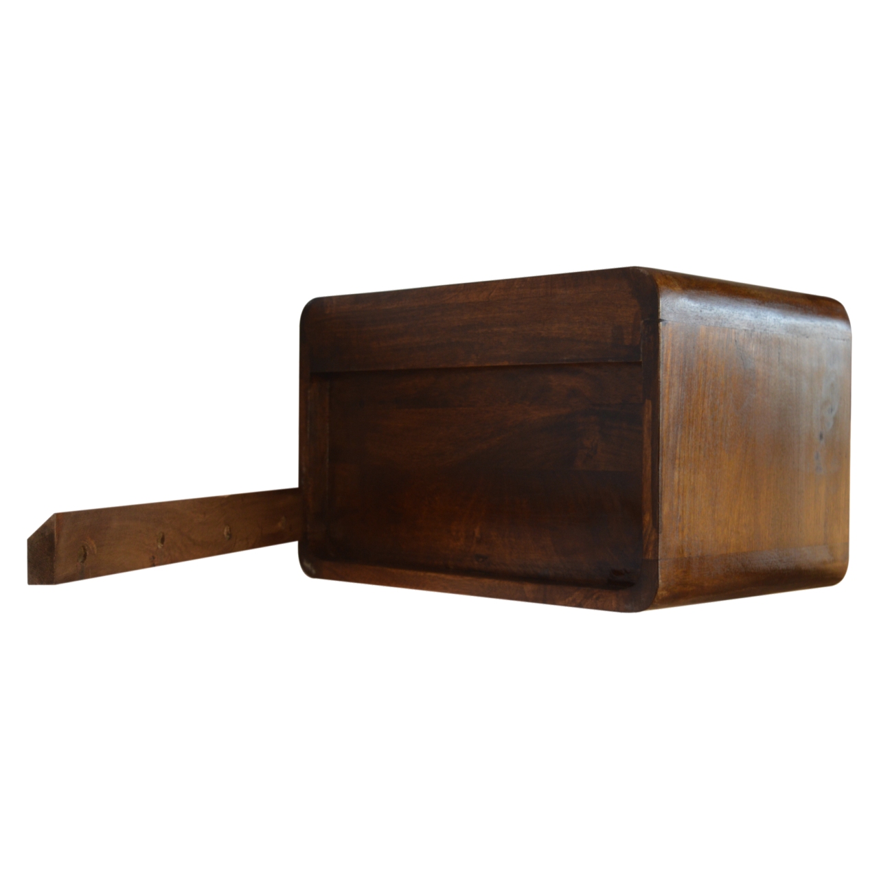 Solid Mango Wood Floating Curved Chestnut Bedside - Image 7