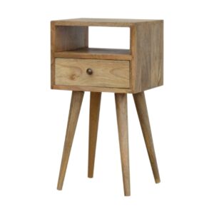 Solid Mango Wood Mini Oak Finish Bedside