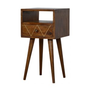 Solid Mango Wood Mini Geo Brass Bedside