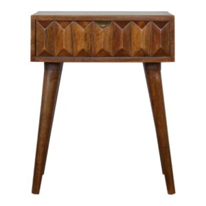 Solid Mango Wood Chestnut Finished 1 Drawer Bedside