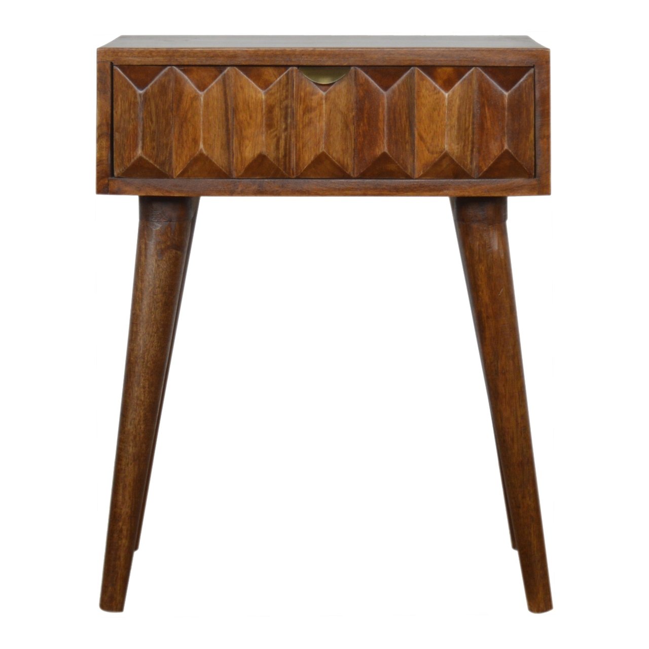 Solid Mango Wood Chestnut Finished 1 Drawer Bedside