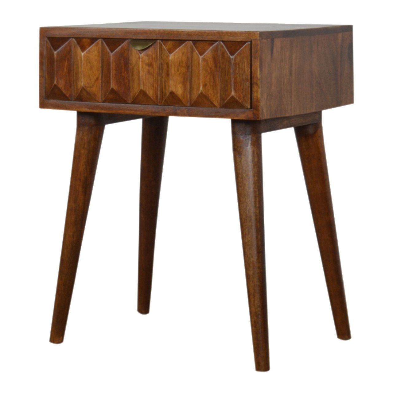 Solid Mango Wood Chestnut Finished 1 Drawer Bedside - Image 3