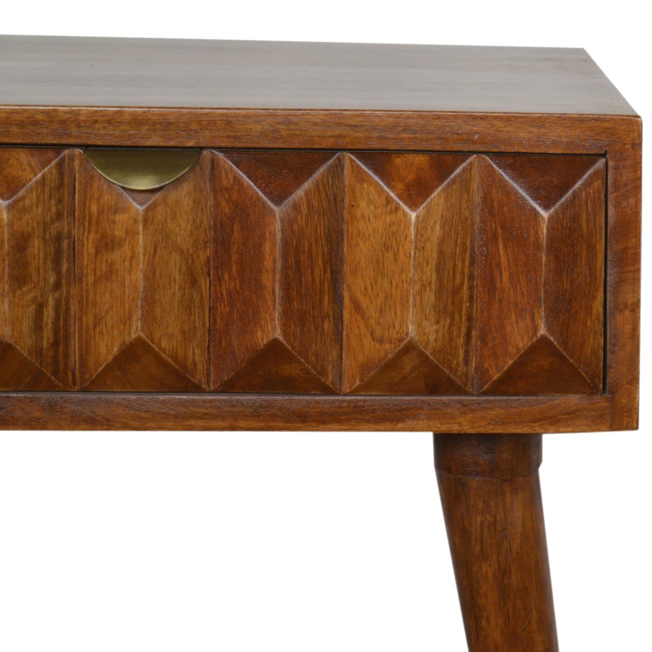 Solid Mango Wood Chestnut Finished 1 Drawer Bedside - Image 6
