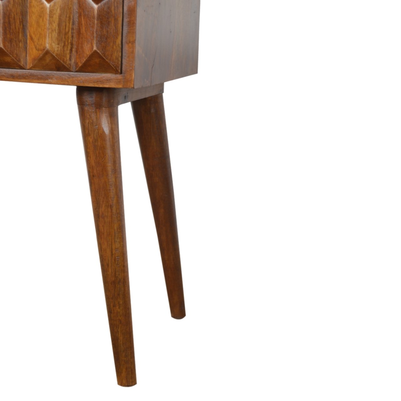 Solid Mango Wood Chestnut Finished 1 Drawer Bedside - Image 7