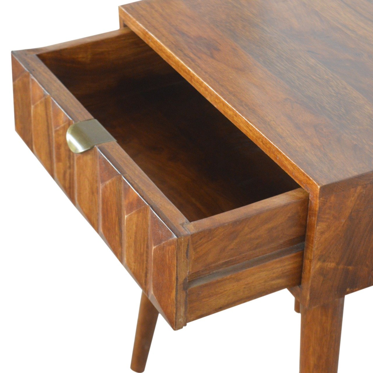 Solid Mango Wood Chestnut Finished 1 Drawer Bedside - Image 4