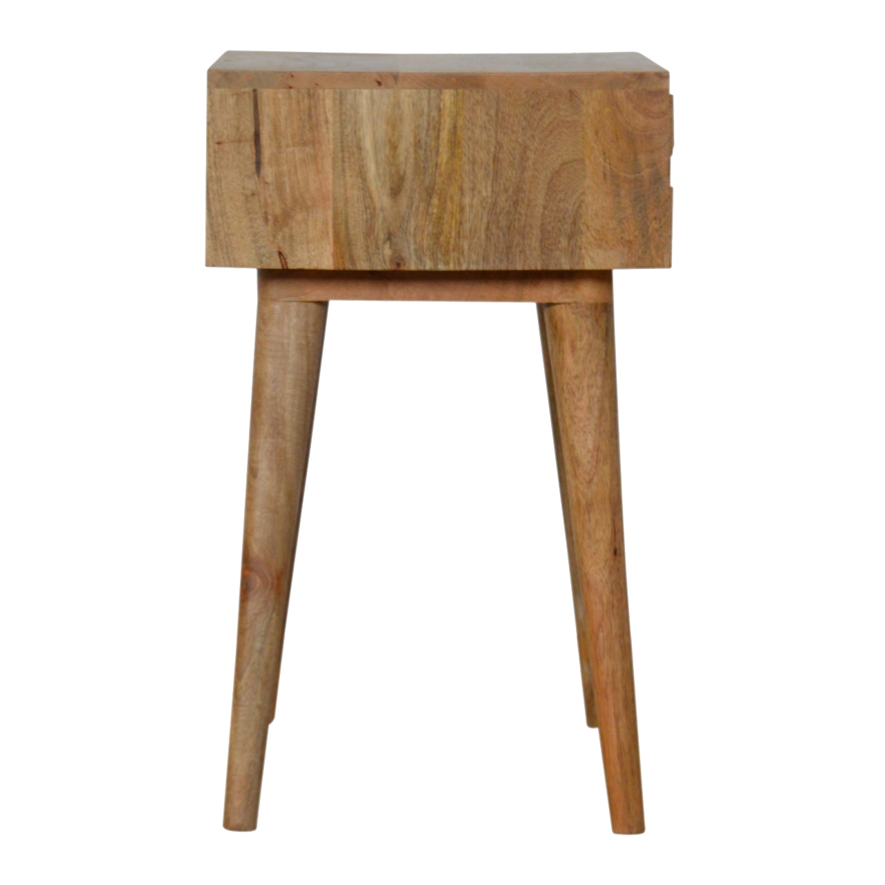 Solid Mango Wood Oak Finished 1 Drawer Pineapple Carved Oak Finished Bedside - Image 8