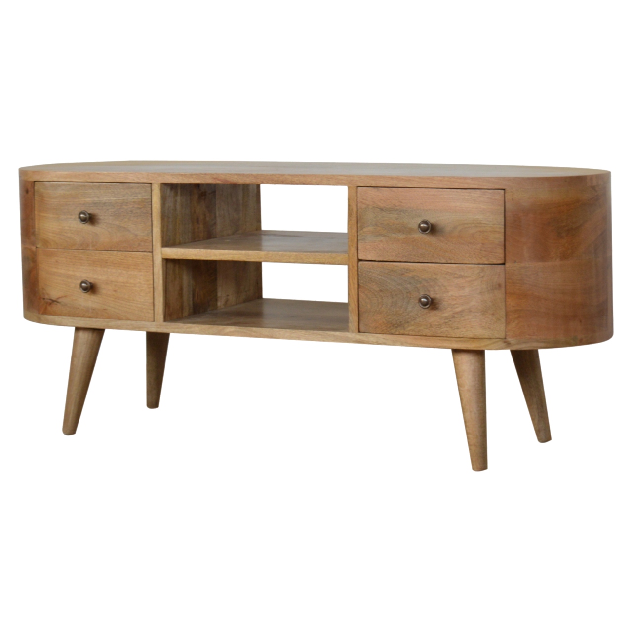 Solid Mango Wood Rounded Entertainment Unit - Image 2