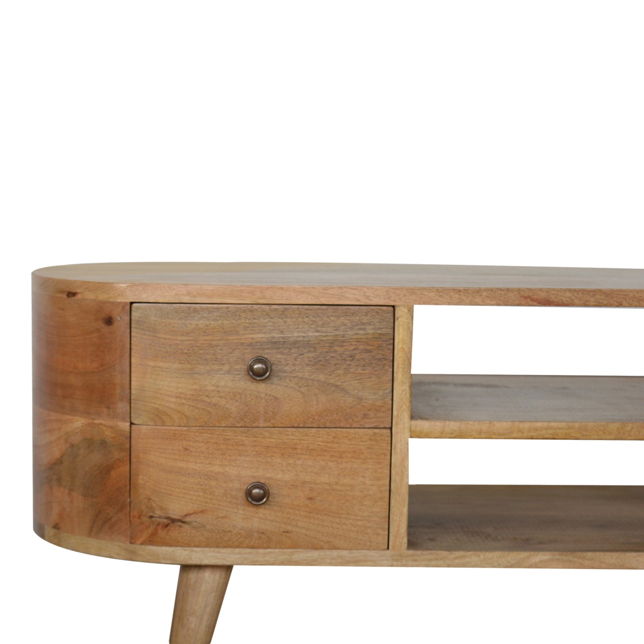 Solid Mango Wood Rounded Entertainment Unit - Image 5