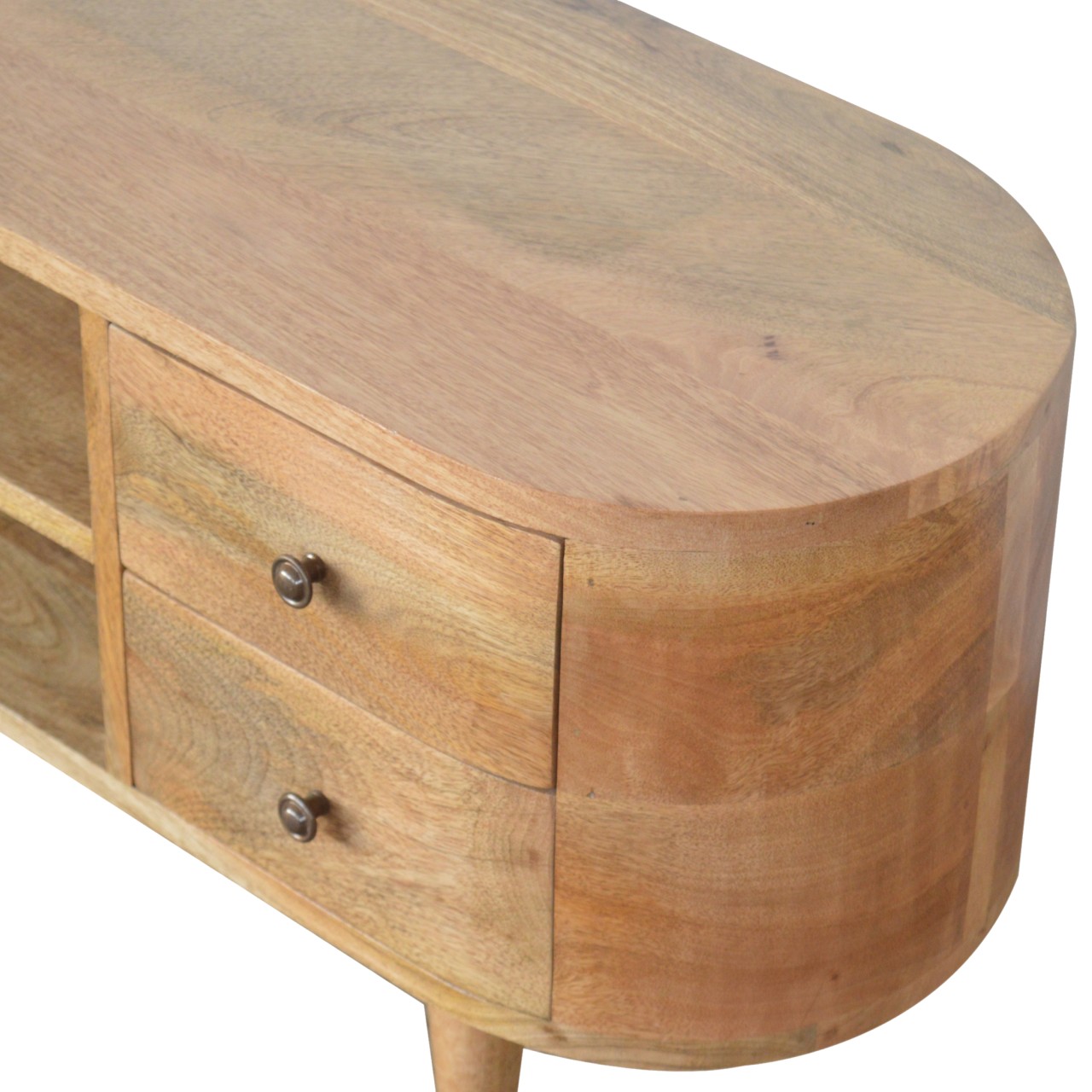 Solid Mango Wood Rounded Entertainment Unit - Image 4