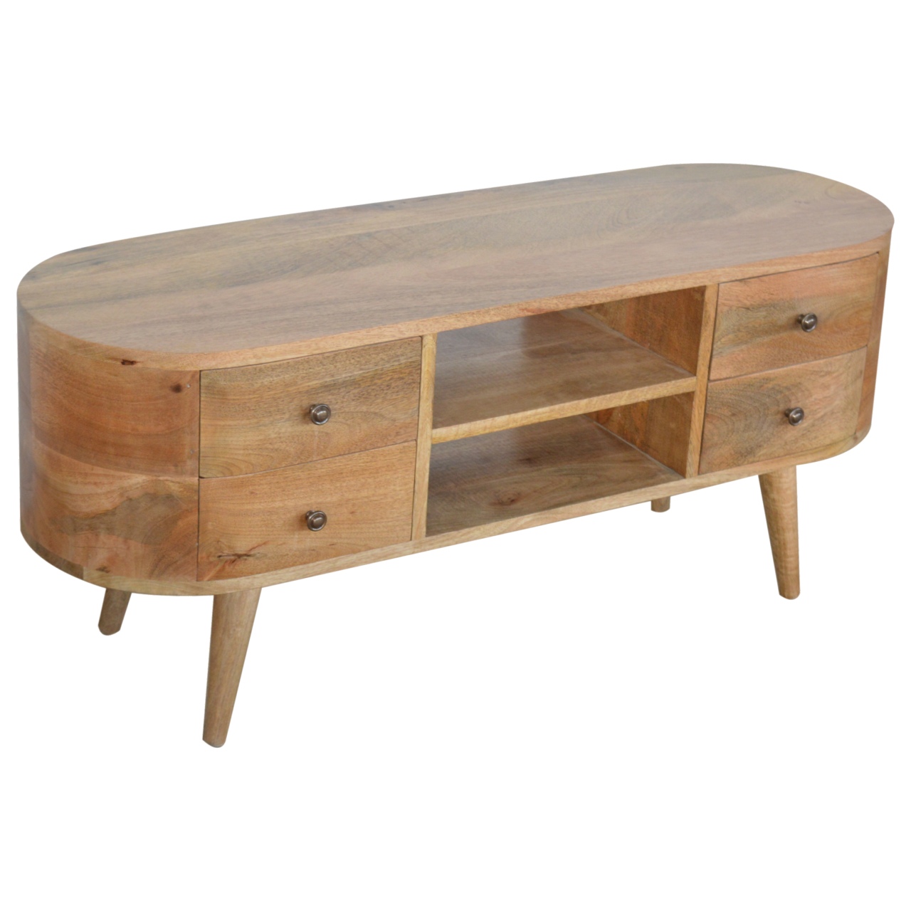 Solid Mango Wood Rounded Entertainment Unit - Image 3