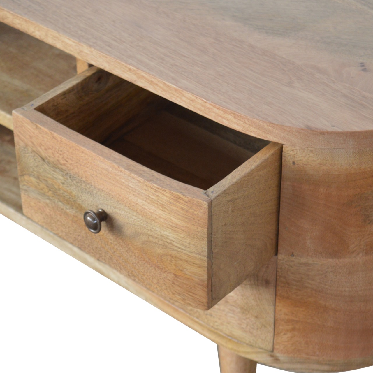 Solid Mango Wood Rounded Entertainment Unit - Image 6