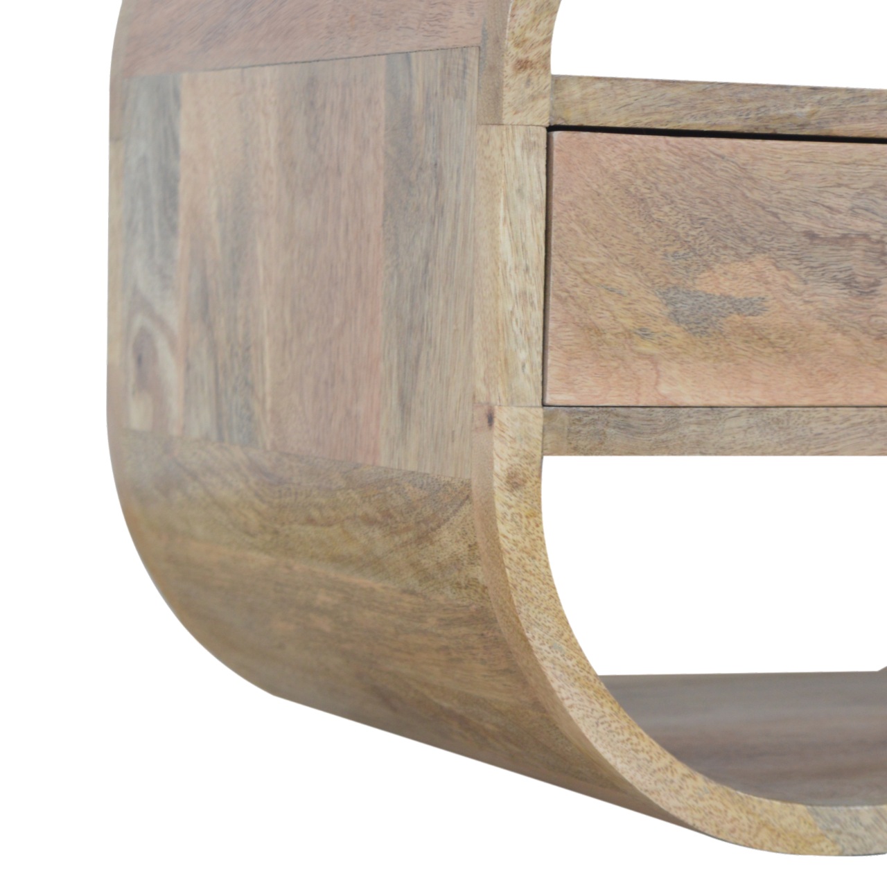 Solid Mango Wood Oak Finished Circular Media Unit - Image 7