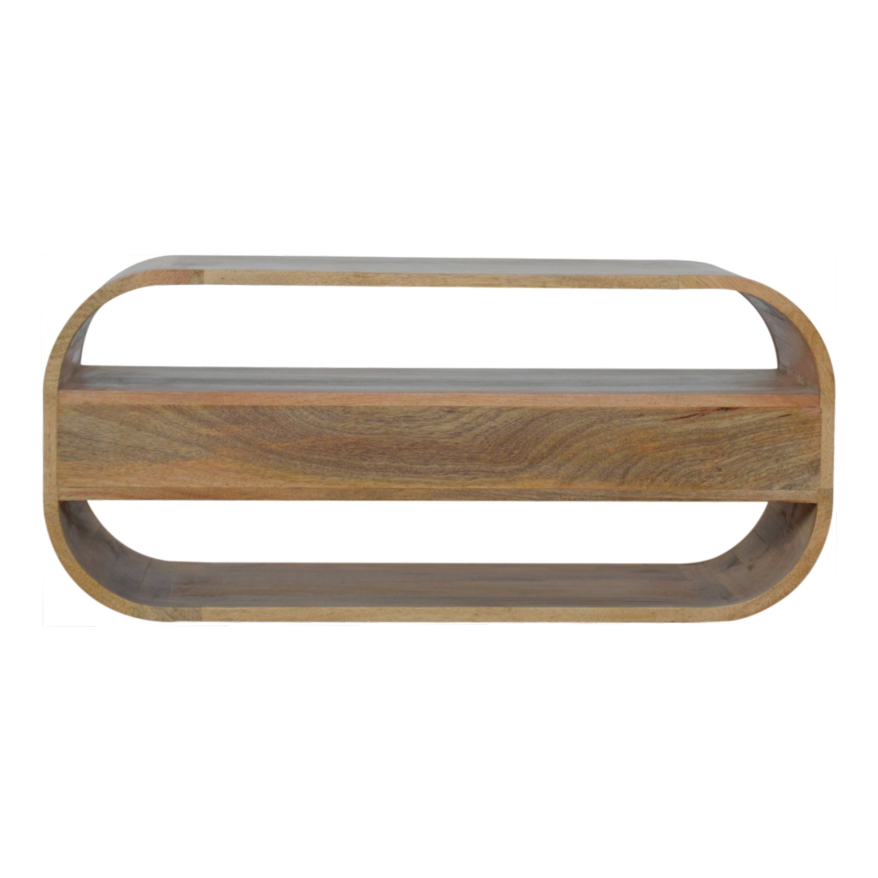 Solid Mango Wood Oak Finished Circular Media Unit - Image 9