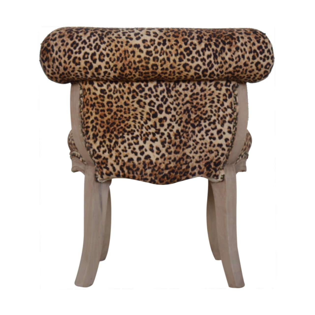 Solid Mango Wood Leopard Print Studded Chair with Cabriole Legs - Image 8