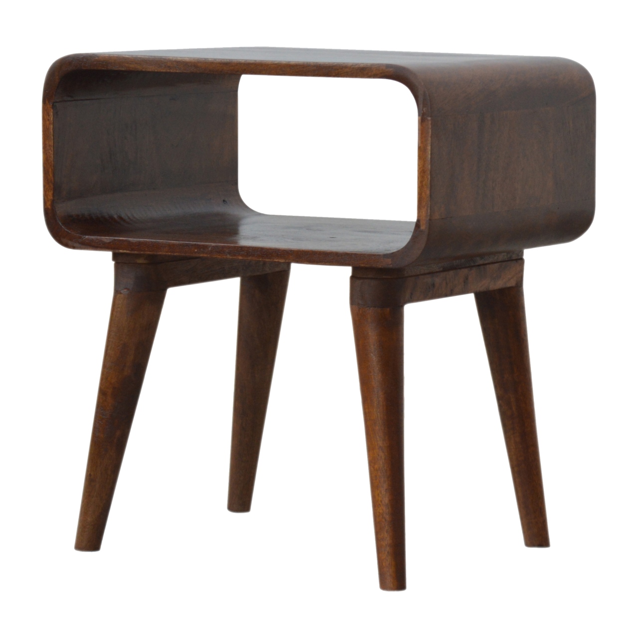 Solid Mango Wood Curved Open Chestnut Bedside - Image 2