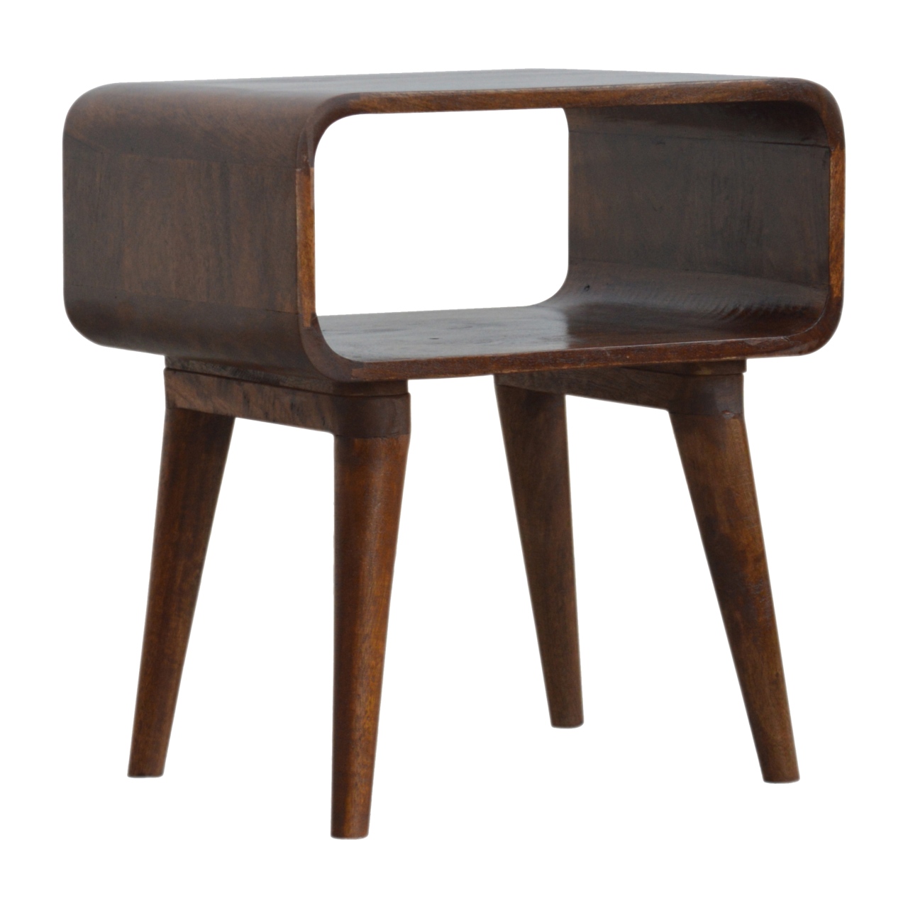 Solid Mango Wood Curved Open Chestnut Bedside - Image 3