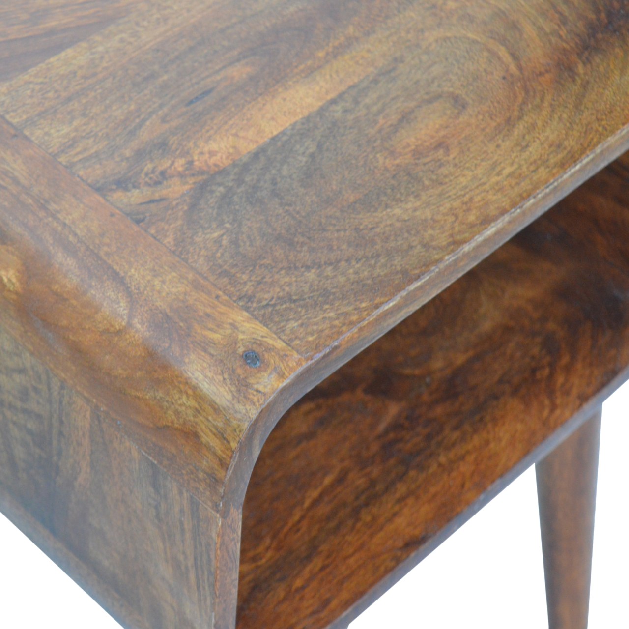 Solid Mango Wood Curved Open Chestnut Bedside - Image 7